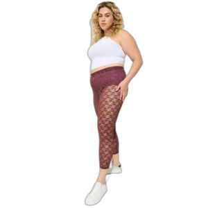 Torrid NWTB Dark Red Crop Comfort Waist Floral Lace Legging size 3x 22 24